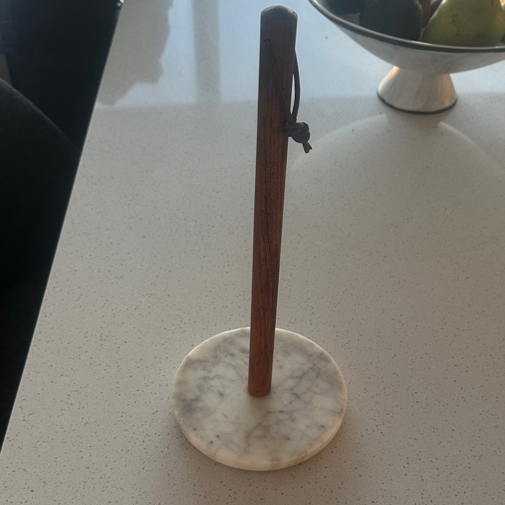 Marble and Wood Paper Towel Holder